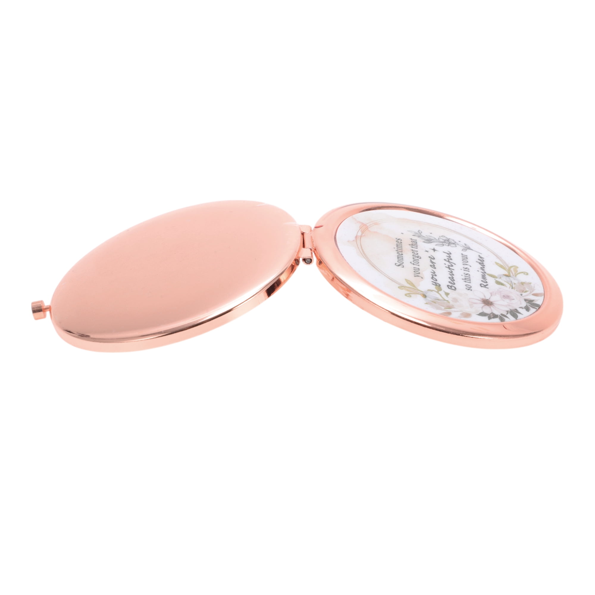 Unique Bargains Stylish Makeup Mirror Rose Gold Tone 2.76"x 2.76"x 0.39"