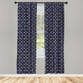 thumbnail image 3 of Ambesonne Cartoon Curtains, Owls Starry Night, Pair of 28"x95", Indigo and Multicolor, 3 of 5