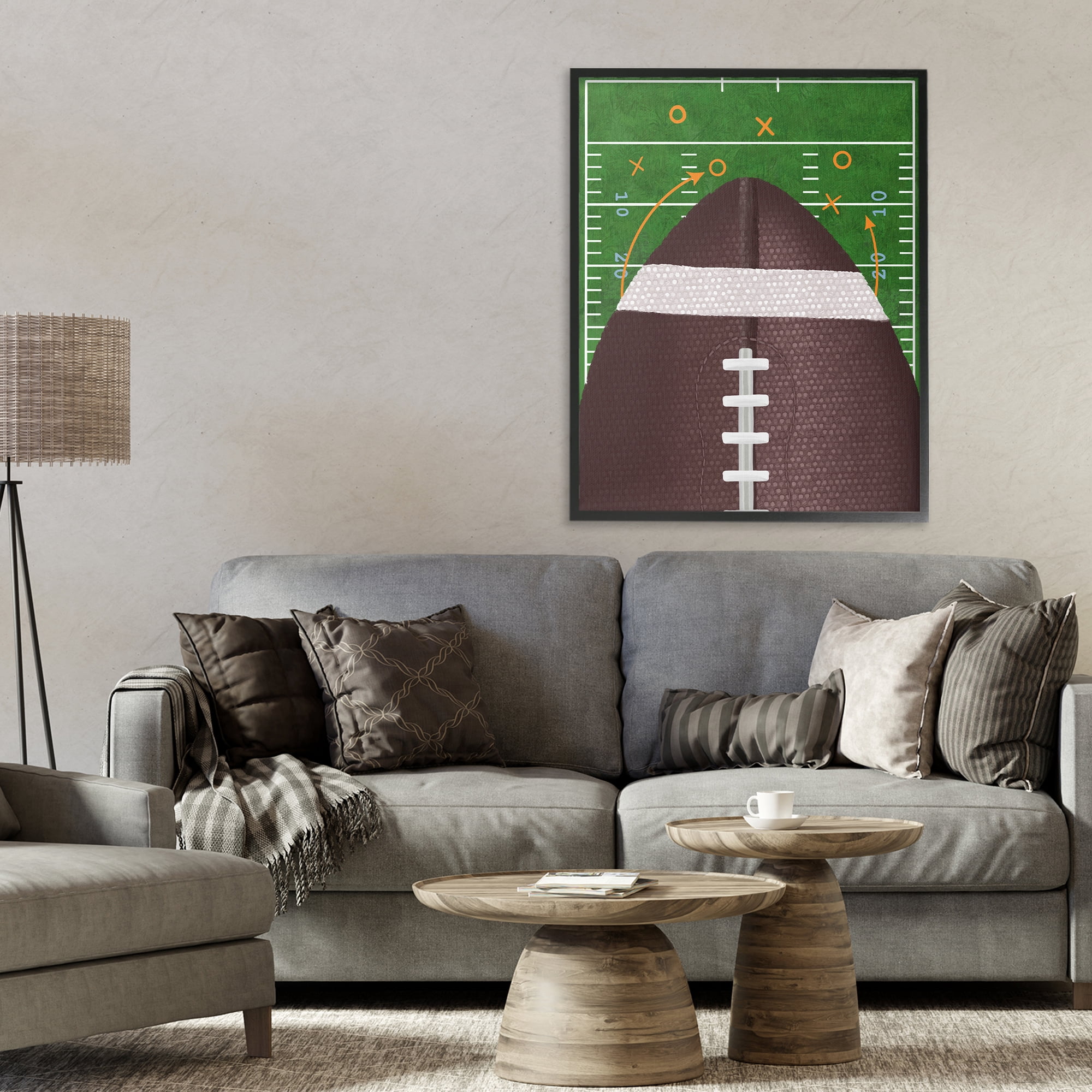 Stupell Industries Football Field Tactics Black Framed Giclee Art, design by Jennifer Stith