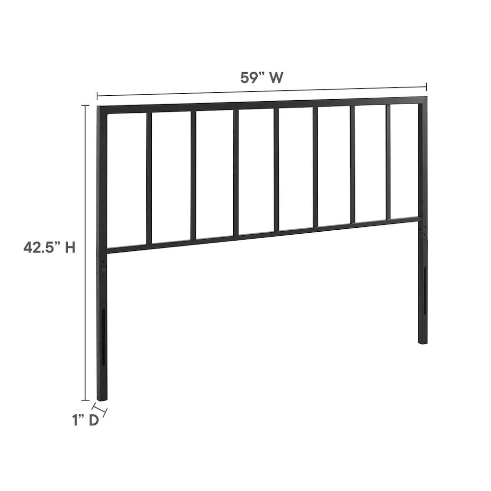 Modway Tatum Queen Modern Style Powder Coated Iron Headboard in Black