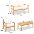 thumbnail image 4 of Costway 8PCS Patio Furniture Set Acacia Wood Thick Cushion Loveseat Sofa Off White, 4 of 9
