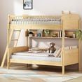 thumbnail image 3 of Euroco Wood Twin Size Bunk Bed with Storage Shelves, Natural, 3 of 13