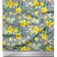 thumbnail image 1 of Soimoi Modal Satin Fabric Ogee Damask,Plumeria & Daffodil Floral Print Fabric by Yard 42 Inch Wide, 1 of 1