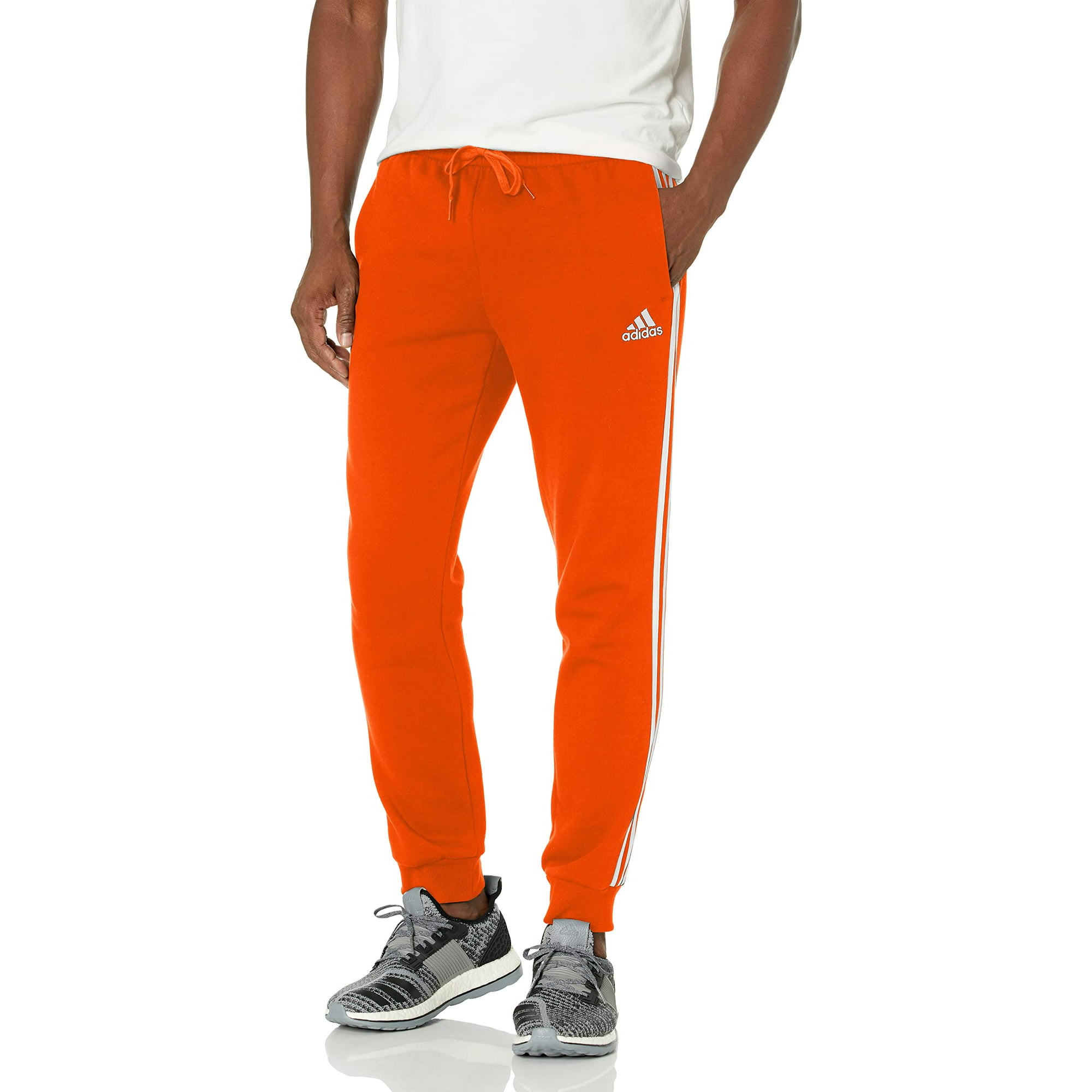 adidas Men's Essentials Fleece Tapered Cuff 3-Stripes Pants, Semi Impact X-Small | Walmart