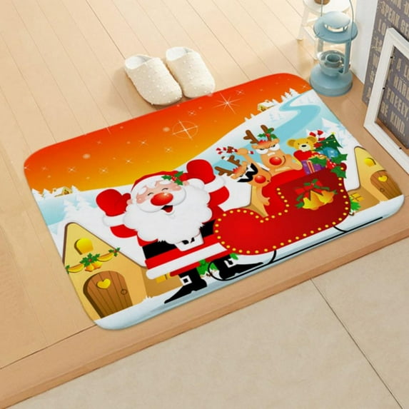 Doormats for Entrance Way Indoor Front Door Welcome Rugs Christmas Pattern Printed Non-slip Bath Mat Kitchen Mat Floor Carpet for Bedroom/Office 16x24inch