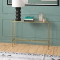 thumbnail image 3 of Evelyn&Zoe Henley 42" Wide Rectangular Console Table with Glass Top, Brass, 3 of 7