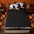 thumbnail image 4 of Erosebridal Spooky Black Cat Zipper Twin Comforter Sets with Fitted Sheet and 2 Pillowcases, Halloween Skull Bat Zipper Bedding Set for Boys Girls, Black Red Grey, Black Reversible, 4 of 7