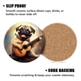 thumbnail image 3 of BaHomeck Drink Coasters Set of 4 with Holder Cute happy pug dog playing guitar with full-body portrait Water Absorbent Ceramic Coasters Tabletop Protection,Suitable for Various Cup ,Home Decor, 3 of 4