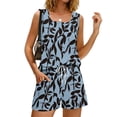 thumbnail image 4 of Sewkxo Two Piece Sets for Women Summer Lounge Short Sets Tank Square Neck Sleeveless Sweat Suit With Pockets,Navy M, 4 of 8