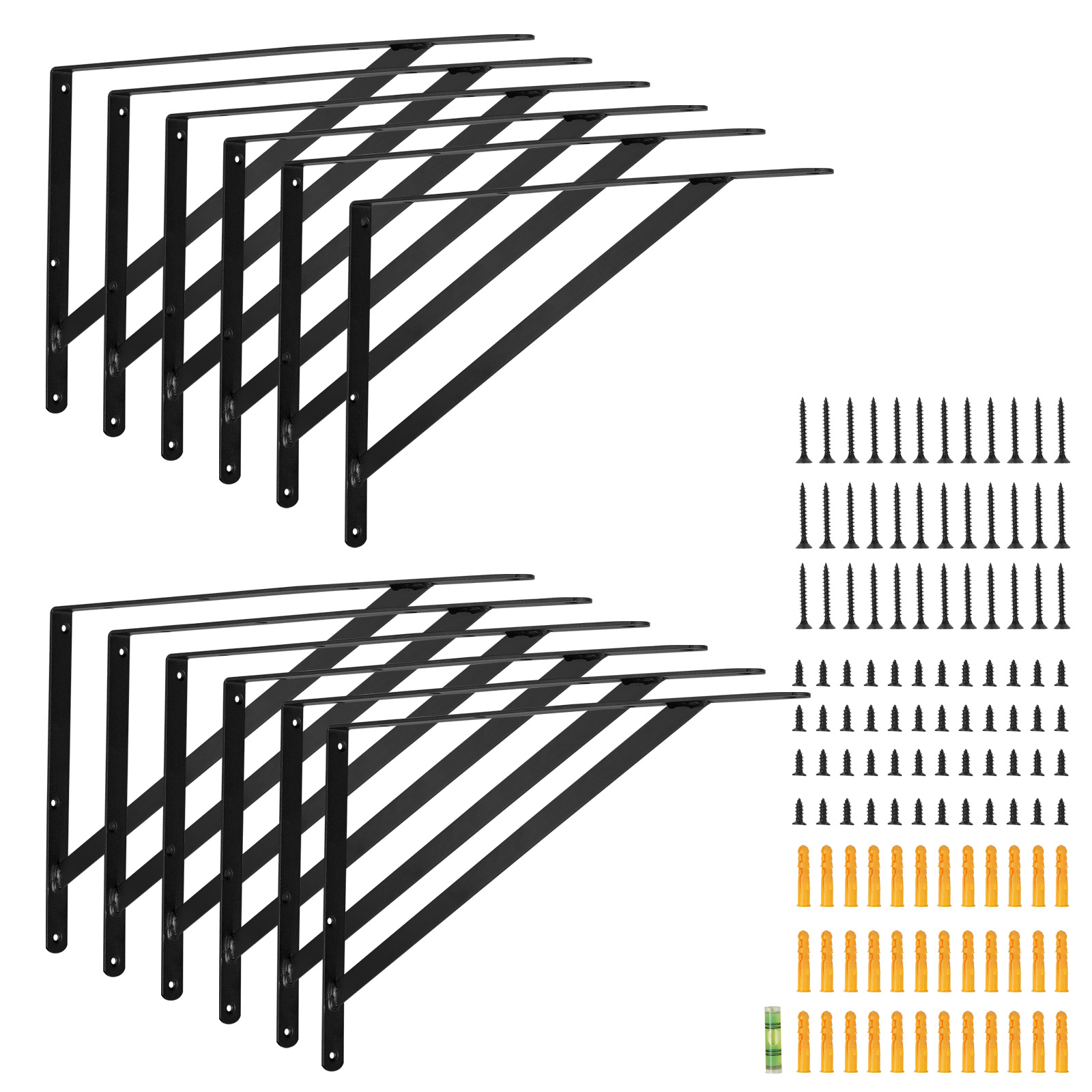 VEVOR Shelf Bracket, 18 x 12 in 12 Pcs, Heavy Duty Floating Shelf Brackets, Brackets for Shelves, 3mm Thick Matte Black Triangle Shelf Bracket,Steel Shelving Brackets with 160 lbs Load Capacity