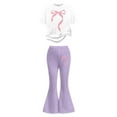 thumbnail image 3 of Two Piece Set for Girls Short Sleeve Bow T-Shirt Top and Flared Pants Set Girl Spring Clothes Girls Outfits Size 13-14 Years, 3 of 5