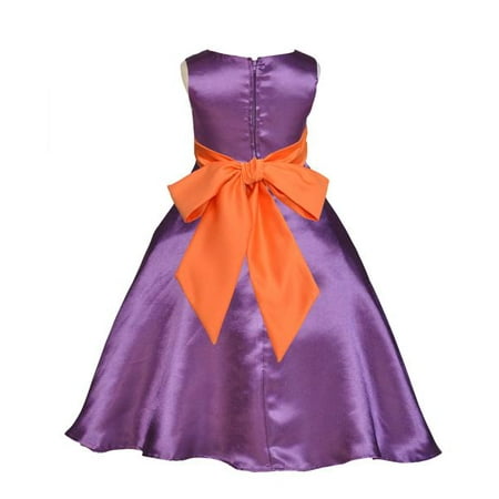Ekidsbridal Purple Satin A-Line Flower Girl Dresses Pageant Wedding Formal Special Occasion Dresses Recital Ball Gown Holiday Easter Seasonal Birthday Dresses Junior Toddler 821S