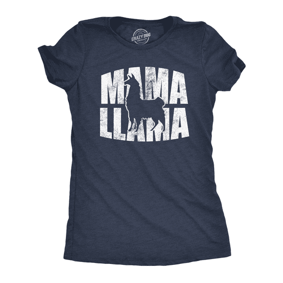 Womens Funny T Shirts Mama Llama Cute Mothers Day Gift Tee for Moms (Heather Navy - Mama Llama) - L
