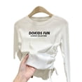thumbnail image 5 of Camiseta adelgazante con cordón para mujer y niño de terciopelo, recién llegado, para otoño/invierno, para niños medianos a grandes, elegantes, recortadas y gruesas B, 5 of 5