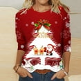 thumbnail image 1 of DPTALR Women's Three Quarter Sleeve Retro Round Neck Easter Printed Loose Tops Blouse, 1 of 5