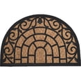 thumbnail image 1 of Sheltered Half Round Front Door Mat Harry Natural Braided Coir Coco Rubber Rug 24x16, 1 of 6