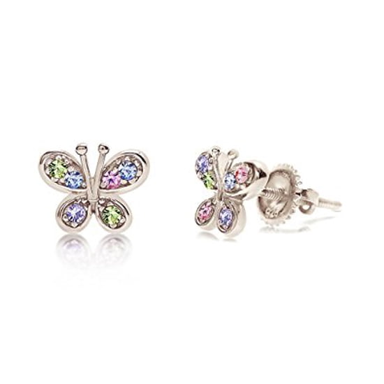 Laimons Girl Childrens Stud Earrings Childrens Jewellery Flower Daisies Daisy Enamel Color Yellow and Pink 925 Sterling Silver