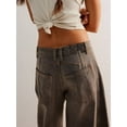 thumbnail image 3 of Women Loose Jeans Solid Color Mid-Rise Barrel Denim Pants, 3 of 6