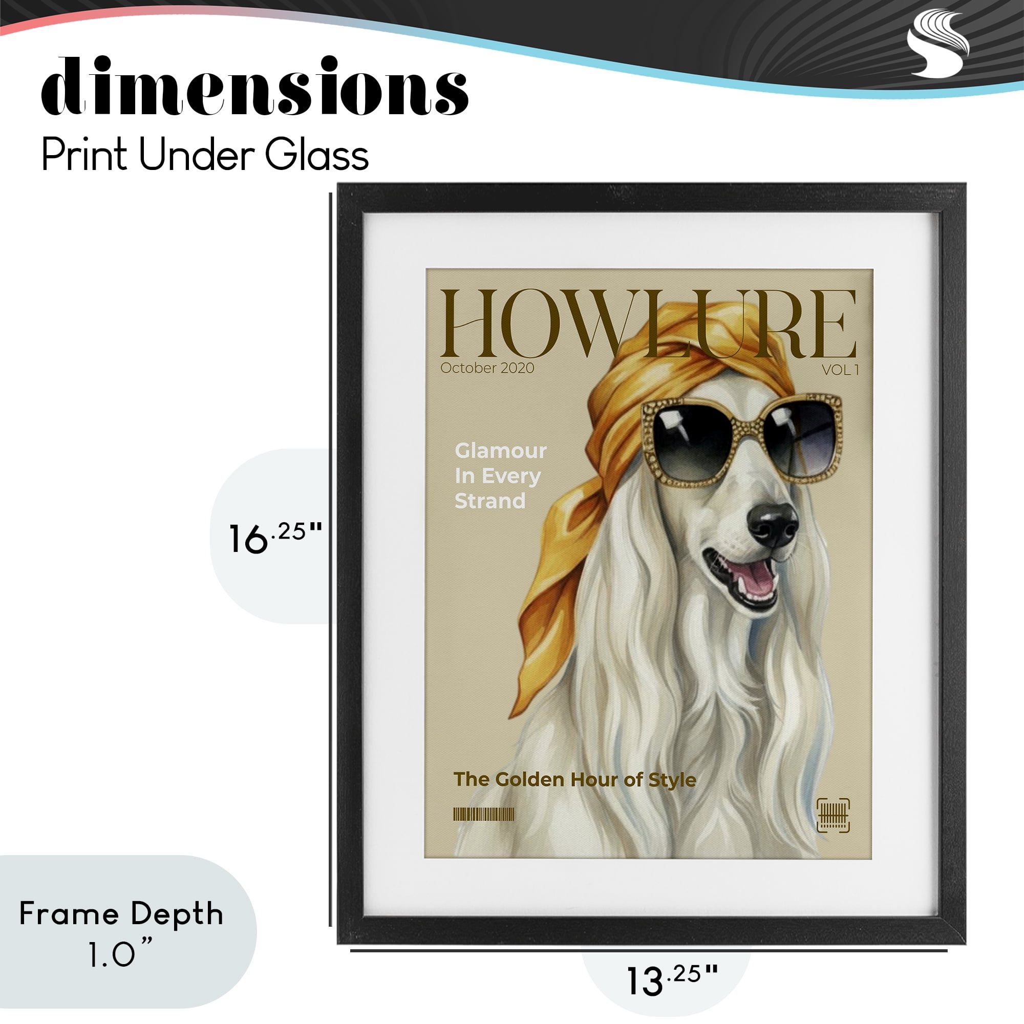 Stupell Industries Howlure Dog Fashion Magazine Black Framed Print Under Glass, design by A Barefoot Stylist