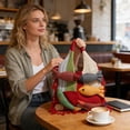 thumbnail image 6 of Tassel Stitching Knit Tote Bag With Wide Shoulder Straps, Versatile Polyester Shopper For Travel Or Errands, Spacious Interior, Stylish Color Detail, Lightweight Durable Carry, White Red Khaki Green, 6 of 6