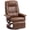 Brown, variant on Faux Leather Manual Recliner, Adjustable Swivel Lounge Chair with Footrest, Armrest and Wrapped Wood Base for Living Room, Gray