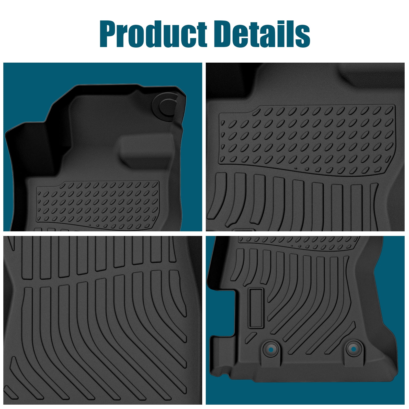All-Weather Rubber Car Floor - Black 3-Piece Set-Car Floor Mats All-Weather TPE Rubber