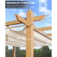 thumbnail image 2 of 10x10 foot outdoor wood grain aluminum pergola: beige uv - block canopy, blanca mesh net, four - point anchoring, rust - proof frame, fast assembly, elegant garden patio shelter (wood grain co..., 2 of 7