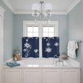 thumbnail image 3 of Navy Blue White Floral Kitchen Curtains Small Short 39 Inch Length, Abstract Art Summer Botanical Grommet Top Bedroom Living Room Curtains, Light Filtering Cafe Curtain Drapes 2 Panels Set 55''x39'', 3 of 9