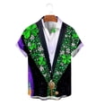 thumbnail image 2 of Men's St. Patrick's T Shirt Short Sleeve Lapel Button Down Printed Shirts Tops Green 2 M, 2 of 6
