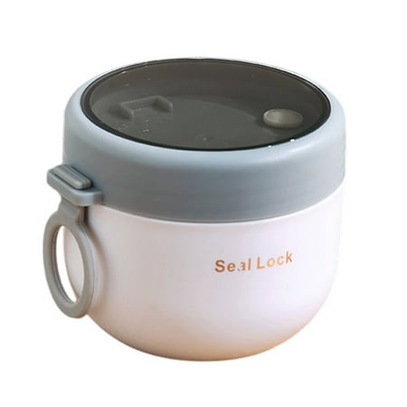 

Oatmeal Cup Microwaveable Stainless Steel Soup Cup Portable Soup Bowl Breakfast Milk Insulated Cup for Students White