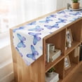 thumbnail image 4 of Blue Purple Butterfly Table Runner Linen Burlap Table Runner 72 Inches Long Watercolor Elegance Butterflies Dresser Scarves for Kitchen Island Coffee Dining Party Wedding Holiday Decor 14"x72", 4 of 8