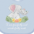 thumbnail image 4 of Inktastic I am Fearfully and Wonderfully Made Elephants and Flowers Boys or Girls Baby Bib, 4 of 4