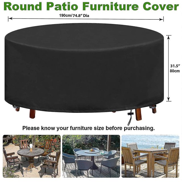 Cubierta redonda para mesa de jardín, cubierta impermeable para muebles de jardín, lona Oxford 420d, protección redonda para mesa de exterior, 230x110cm