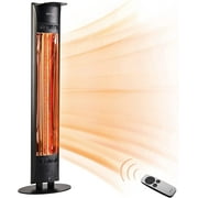 EAST OAK Outdoor Patio Heater,1500W Portable Outdoor Indoor Electric Heater with IP65 Waterproof Tip-over Protection 3 Heat Settings&24 Hours Timing Tower Infrared Heater for Garage Restaurant Use
