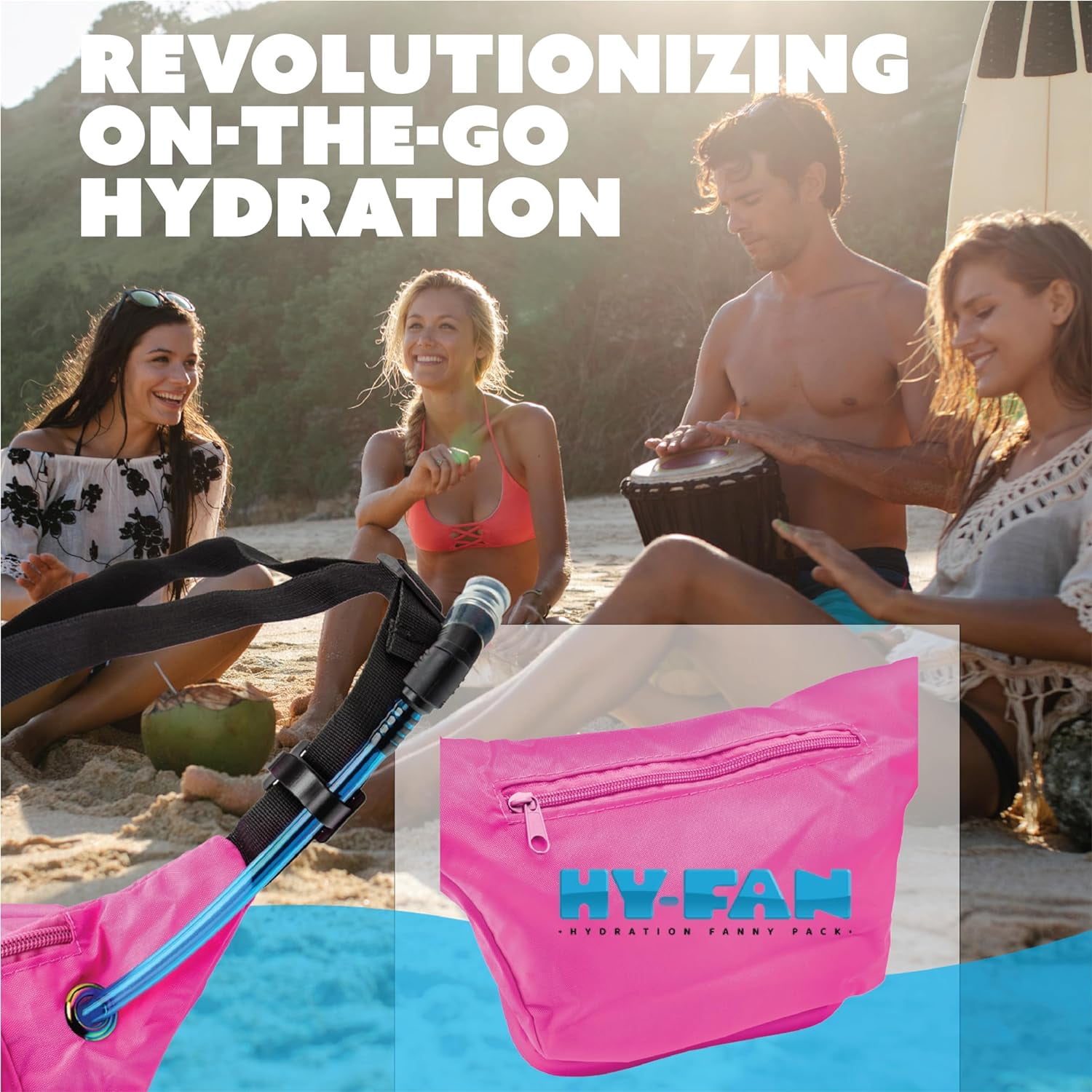Hydration Fanny Pack with Bladder, 17oz BPA-Free, Hands-Free Design, Secure Pockets, Ideal for Athletic Outdoor Activities, Travel and More - Yellow