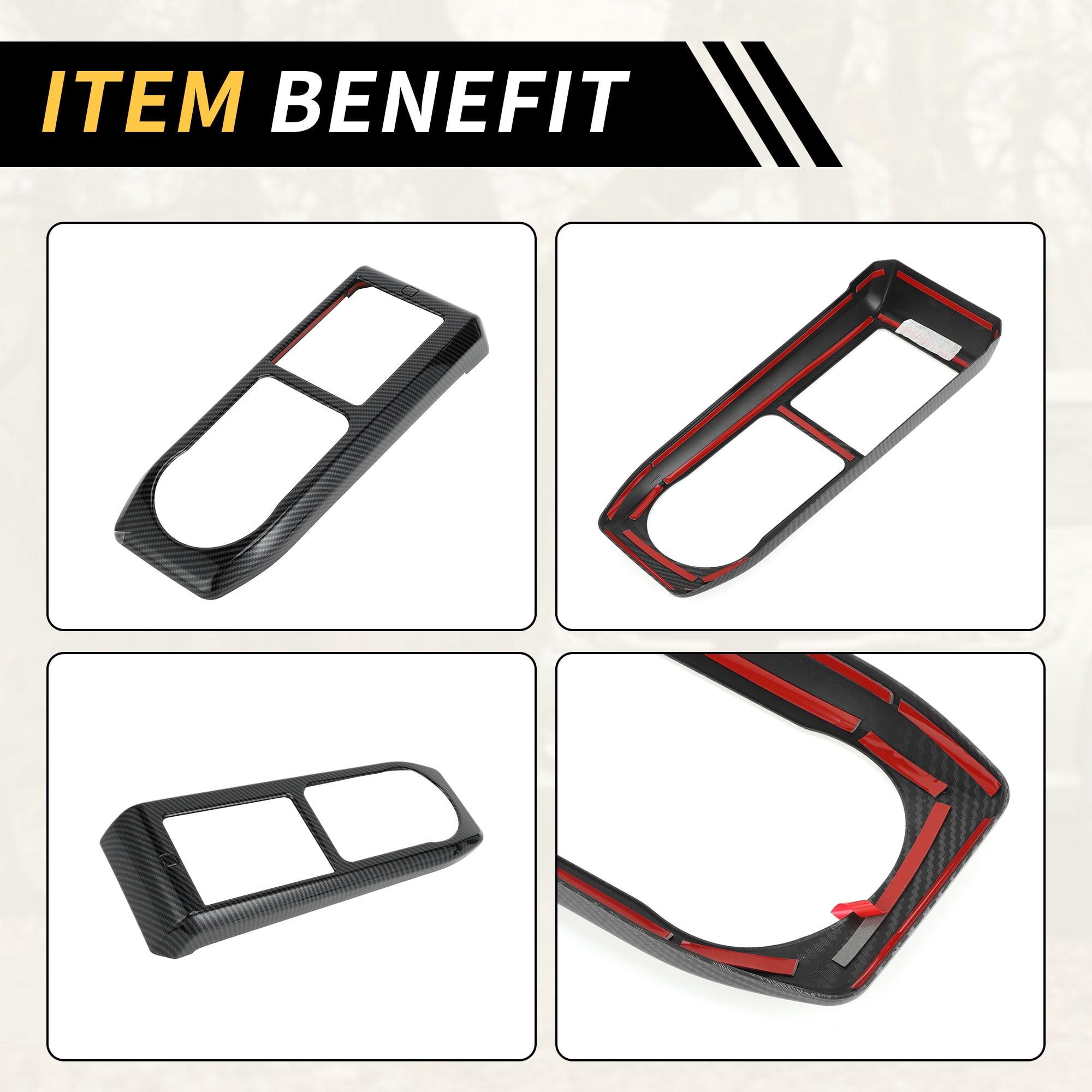 Unique Bargains 1 Pcs Center Console Gear Shift Frame Panel Cover Trim for Toyota Tacoma 2016-2023 Gear Shift Panel Decor Cover Sticker Carbon Fiber Pattern ABS Black
