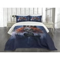 thumbnail image 3 of Ambesonne Halloween Quilted Bedspread Set 3 Pcs, Queen of Death Art, Queen Size, Navy Blue Orange Black, 3 of 5