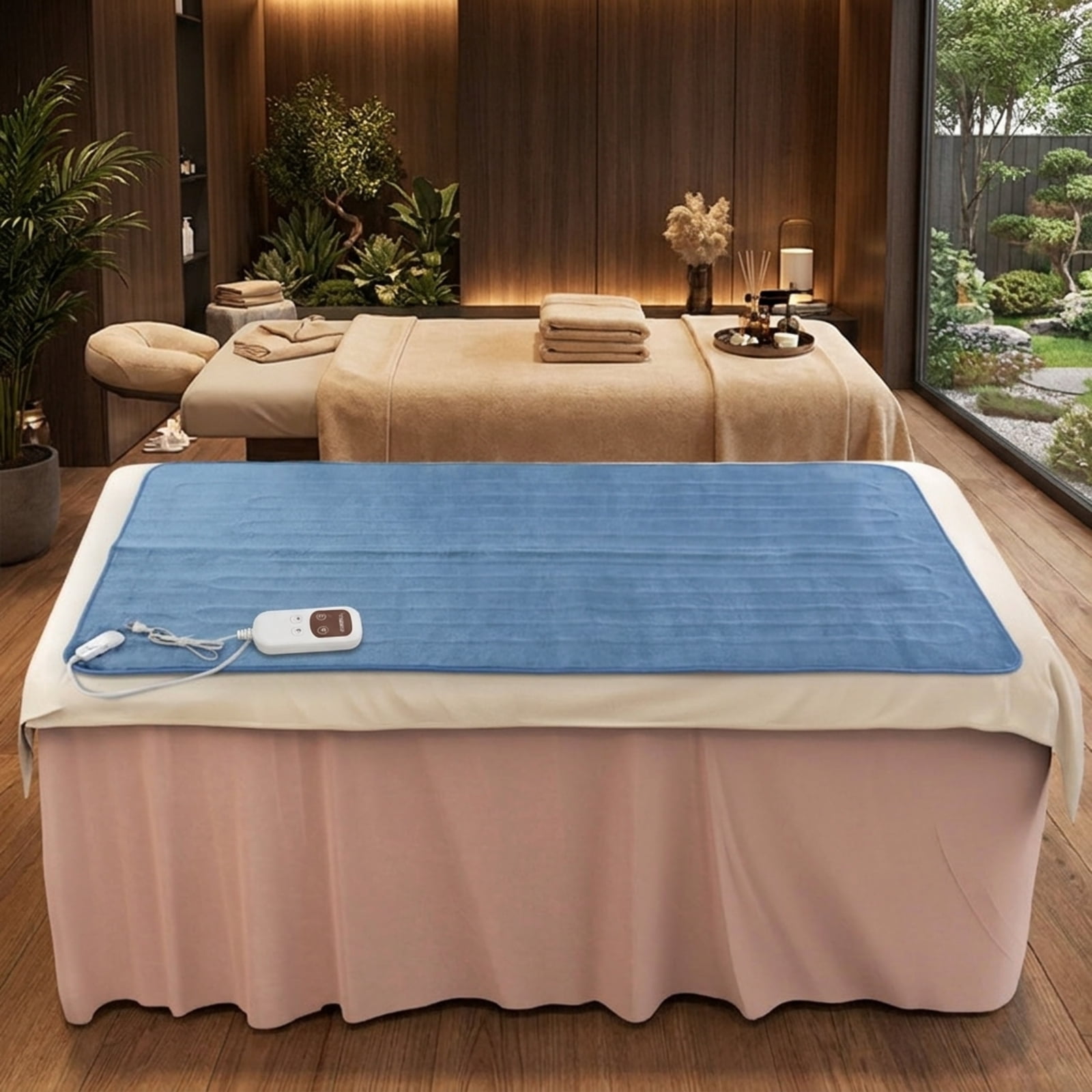 Furnibear Electric Heated Mattress Pad with 5 Heating Levels and Overheat Protection for Bedroom Twin Full Queen Bed Heated Mattress Topper, Blue