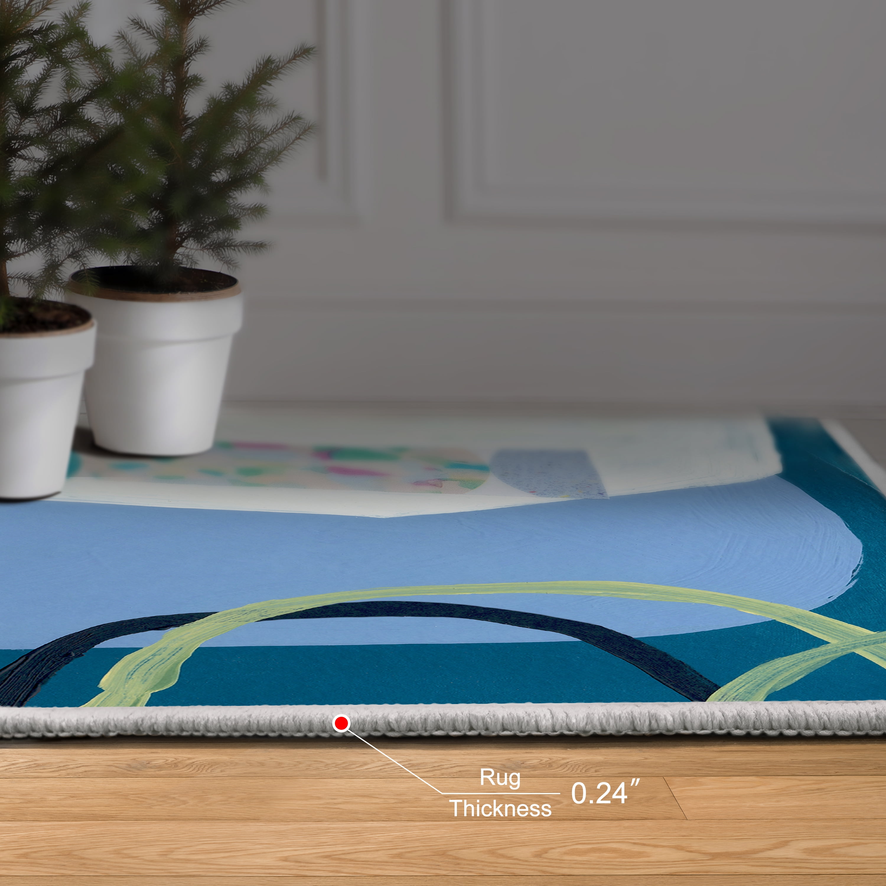 Pool Washable Geometric Art Area Rug size 8'x10', Power-loomed, Heavenly Softness with Non-Slipping Backing