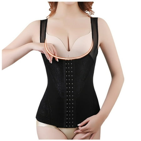FJHNGBDH Women s Overbust Corset Flower Lace Tummy Control Thin Body Shaper Waist Reduction V Neck Bottoming Vest Tops