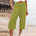 thumbnail image 2 of Manxivoo Women's High Waist Cotton Linen Casual Sports Pants Three Quarter Elastic Waist, 2 of 6