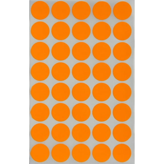 Royal Green Round Labels 3/4" inch Color-Coding Stickers in Neon Orange - 1000 Pack