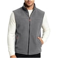 thumbnail image 2 of BiZtdJrK Men's Winter Vest Outerwear Fleece Lined Stand Collar Sleeveless Zip Up Jackets Plus Size Solid Color Comfy Warm Vests with Zipper Pockets Dark Gray M, 2 of 6