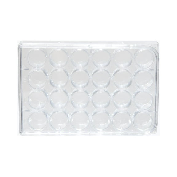 Microplate with 24 Wells and Lid, Clear Polystyrene