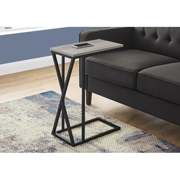 Grey Laminate C-shaped Accent Table for Living & Bedroom