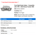 thumbnail image 2 of Front Right Brake Caliper - Compatible with 1998 - 2004 Nissan Frontier 4WD 1999 2000 2001 2002 2003, 2 of 2