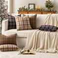 thumbnail image 3 of Fall Set of 2 Scottish Tartan Plaid Throw Pillow Covers Farmhouse Classic Decorative Outdoor Square Cushion Cases for Halloween Thanksgiving Decor Sofa Couch 18x18 Inch, Brown and White, 3 of 7