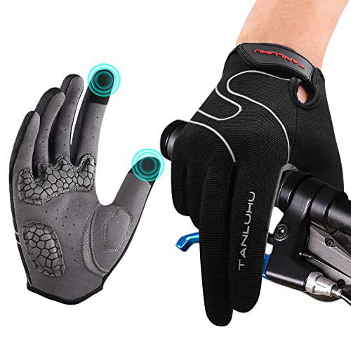 Tanluhu Cycling Gloves Mountain Bike Gloves Biking Gloves for Men Women Outdoor Full Finger Workout Gloves Touch Screen Anti-Slip Shock-Absorbing MTB Gloves Road Bicycle Gloves