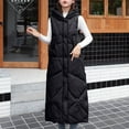 thumbnail image 4 of HTNBO Women's Long Puffer Vest Winter Sleeveless Maxi Quilted Padded Coat Full Zip Up Mid Length Hooded Down Jackets, 4 of 5