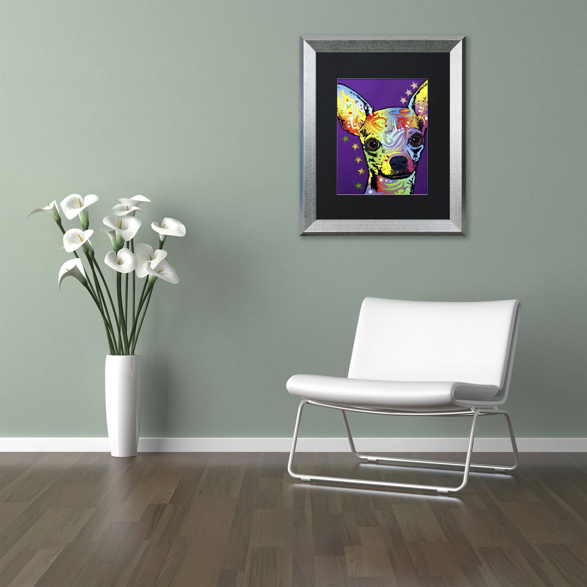 Trademark Fine Art "Chihuahua II" Canvas Art by Dean Russo, Black Matte, Silver Frame